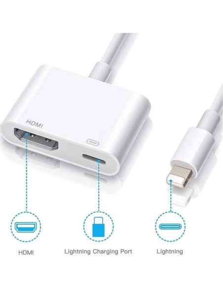 Adaptador Lightning a HDMI Apple 1080P para iPhone y iPad Adaptador Lightning a HDMI Apple 1080P para iPhone y iPad