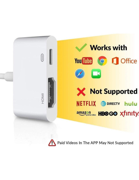 Adaptador Lightning a HDMI Apple 1080P para iPhone y iPad Adaptador Lightning a HDMI Apple 1080P para iPhone y iPad