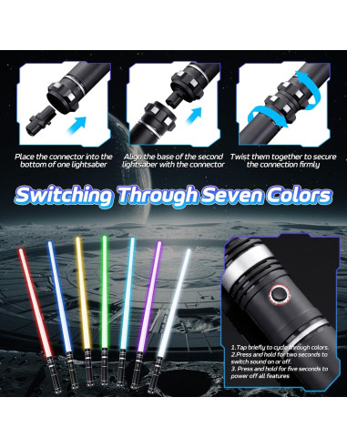 Sable de Luz Retráctil Symee 7 Colores para Niños