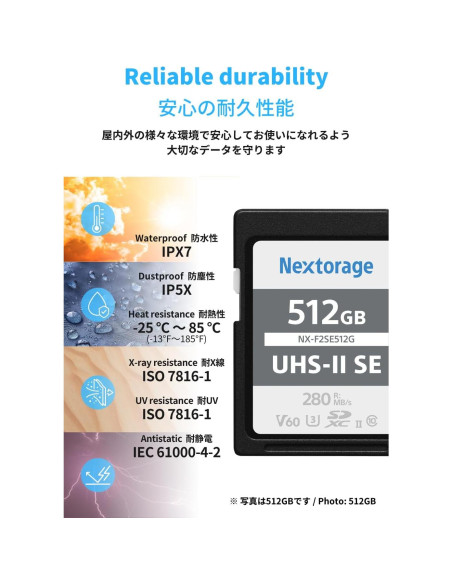 Tarjeta SD Nextorage 512GB SDXC UHS-II V60 280MB/s 4K Tarjeta SD Nextorage 512GB SDXC UHS-II V60 280MB/s 4K