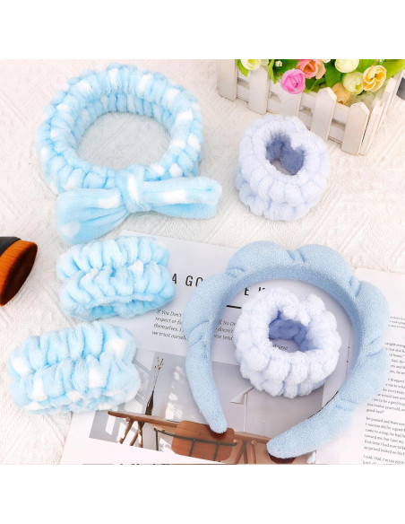 Set de 6 Diademas y Pulseras de Spa CUBACO Azul Set de 6 Diademas y Pulseras de Spa CUBACO Azul