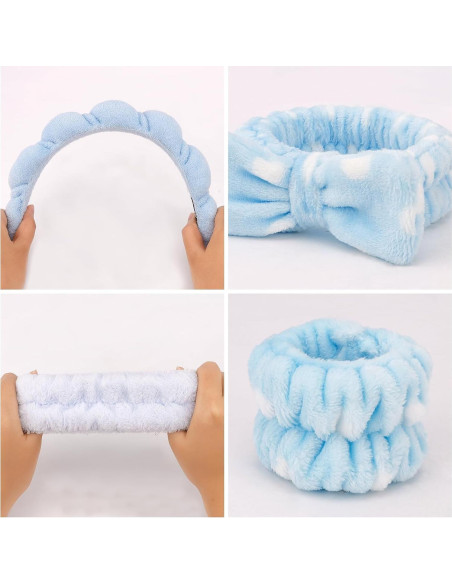 Set de 6 Diademas y Pulseras de Spa CUBACO Azul Set de 6 Diademas y Pulseras de Spa CUBACO Azul