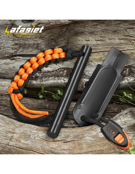 Encendedor Ferrocerio Lafagiet 10.16 cm con Silbato Paracord Encendedor Ferrocerio Lafagiet 10.16 cm con Silbato Paracord