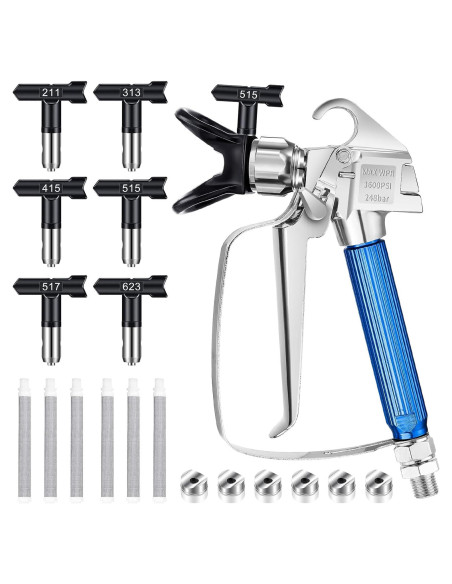 Pistola de Pulverización Sin Aire Gyfent 616 Kit 14 Piezas Pistola de Pulverización Sin Aire Gyfent 616 Kit 14 Piezas