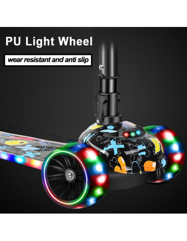 Scooter 2 en 1 CLrkualn para niños 3-8 años con luces LED