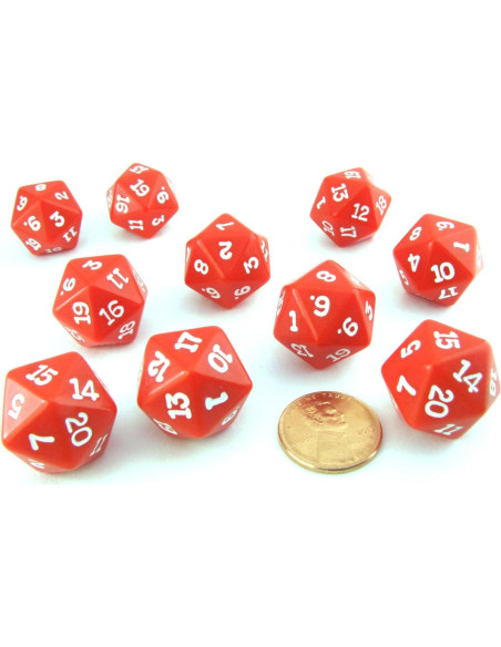 Juego de 10 Dados RPG D20 19mm Rojo Koplow Games Juego de 10 Dados RPG D20 19mm Rojo Koplow Games