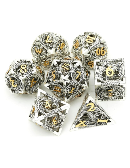 Set de Dados de Metal UONUOT 7 Piezas D&D Poliedricos Set de Dados de Metal UONUOT 7 Piezas D&D Poliedricos