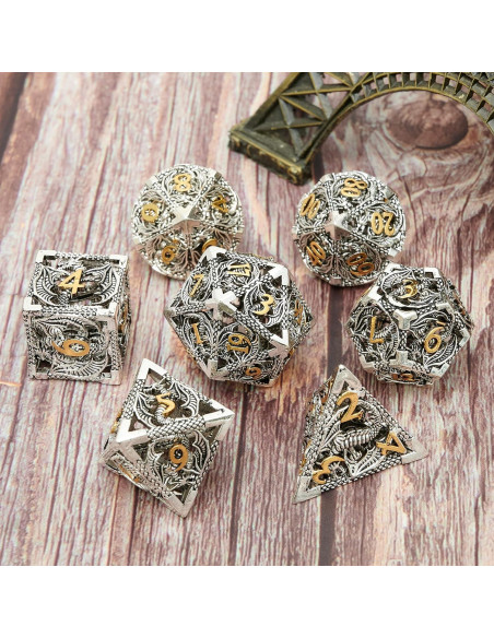 Set de Dados de Metal UONUOT 7 Piezas D&D Poliedricos Set de Dados de Metal UONUOT 7 Piezas D&D Poliedricos