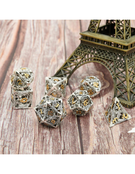 Set de Dados de Metal UONUOT 7 Piezas D&D Poliedricos Set de Dados de Metal UONUOT 7 Piezas D&D Poliedricos