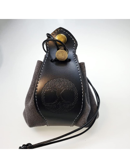 Bolsa de Dados Rollooo Negra y Gris - Cuero Genuino 13x8 cm Bolsa de Dados Rollooo Negra y Gris - Cuero Genuino 13x8 cm