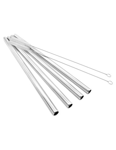 Juego de Popotes Reutilizables de Acero Inoxidable 304 - Set de 4