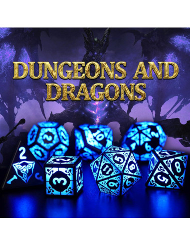 Juego de Dados LED D&D ZHOORQI Recargables Luz Azul