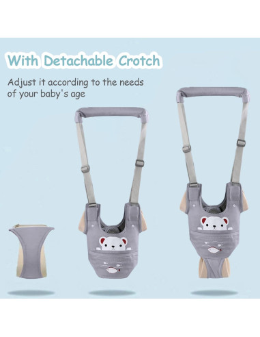 Arnés de Caminata para Bebés Gris - Ajustable 9-24 Meses