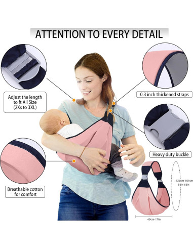 Portabebés Sling Rosa - Ajustable y Ergonómico hasta 20 kg