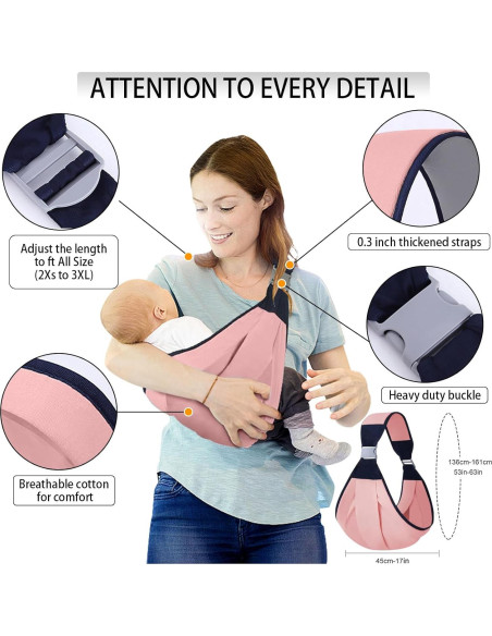 Portabebés Sling Rosa - Ajustable y Ergonómico hasta 20 kg Portabebés Sling Rosa - Ajustable y Ergonómico hasta 20 kg