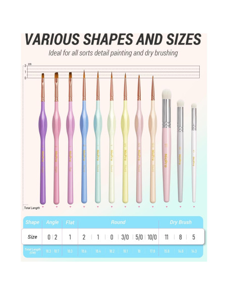 Conjunto de Pinceles Nicpro 12PCS para Acrílico y Acuarela Conjunto de Pinceles Nicpro 12PCS para Acrílico y Acuarela