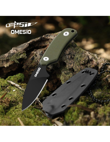 Cuchillo de Cuello Omesio 7.62 cm Hoja D2 Mango G10 Verde