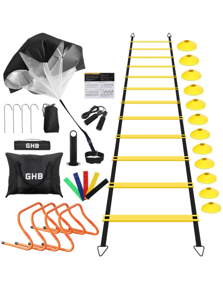 Escalera de Agilidad GHB 6,10 m 12 Peldaños y 4 Vallas Escalera de Agilidad GHB 6,10 m 12 Peldaños y 4 Vallas