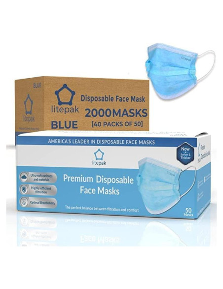 Mascarillas Desechables Negras Litepak 2000 Piezas 3 Capas Mascarillas Desechables Negras Litepak 2000 Piezas 3 Capas