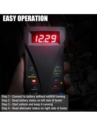 Probador Digital de Batería MOTOPOWER MP0514A 12V LCD