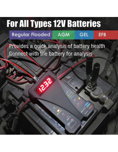 Probador Digital de Batería MOTOPOWER MP0514A 12V LCD