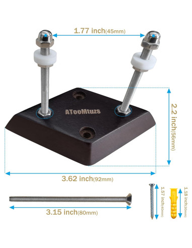 Soporte de Pared para Skateboard ATOOMTUZS Madera Negra 2 Pzs