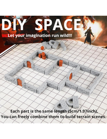 Paredes de Mazmorras AUSPDICE 40pcs Modular 5cm RPG Paredes de Mazmorras AUSPDICE 40pcs Modular 5cm RPG
