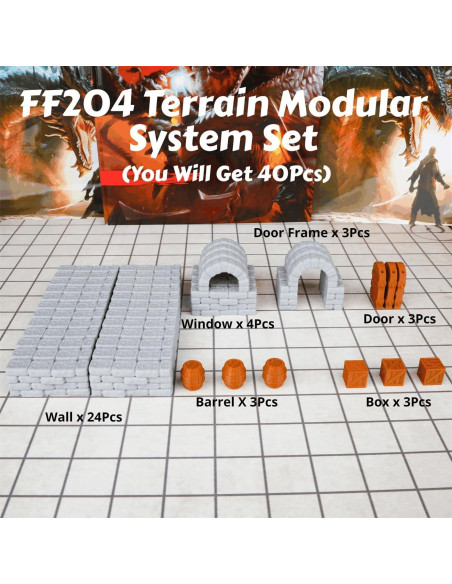 Paredes de Mazmorras AUSPDICE 40pcs Modular 5cm RPG Paredes de Mazmorras AUSPDICE 40pcs Modular 5cm RPG