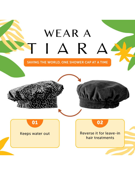 Gorro de Ducha Reutilizable TIARA 2-en-1 Impermeable 13cm Gorro de Ducha Reutilizable TIARA 2-en-1 Impermeable 13cm