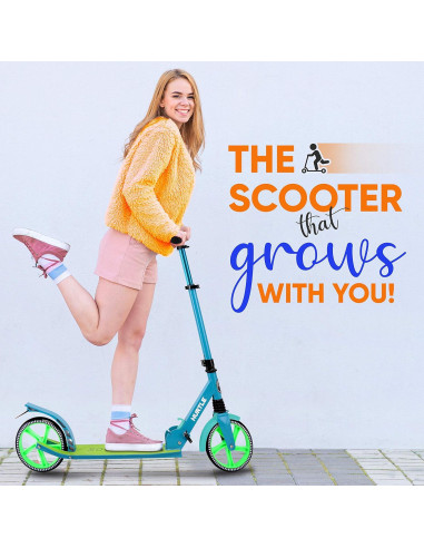 Patinete Plegable Hurtle Aqua 20.32 cm Ruedas Ajustable