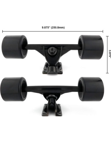 Longboard VJ 70mm Ruedas y Camiones 17.78cm Negro