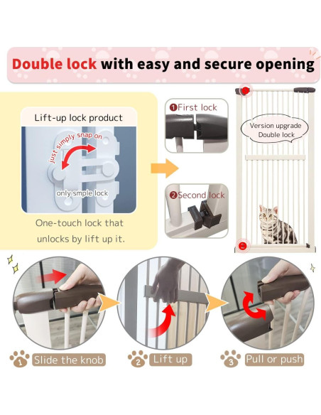 Puerta para Gatos Alta LUMIZONE 97.5-107.5cm Crema Puerta para Gatos Alta LUMIZONE 97.5-107.5cm Crema