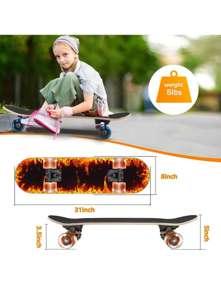 Patineta GIEEU 31" Arce 9 capas Ruedas que Parpadean Patineta GIEEU 31" Arce 9 capas Ruedas que Parpadean