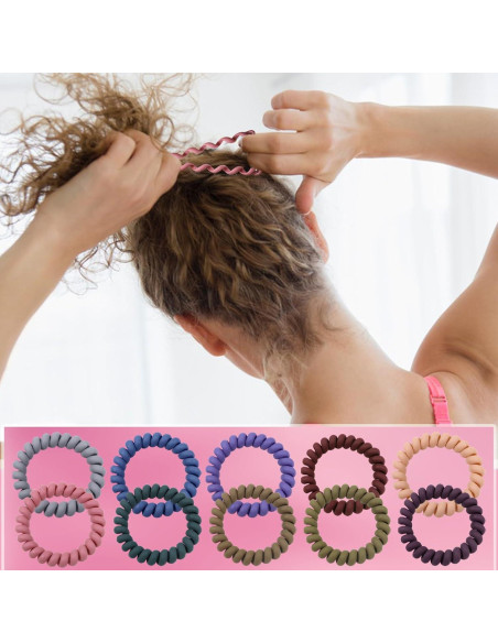 10 Gomas para el Cabello Espirales TUUXI - Sin Daño, Coloridas 10 Gomas para el Cabello Espirales TUUXI - Sin Daño, Coloridas