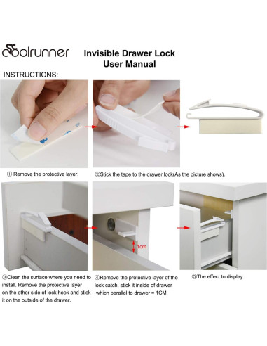 Cerraduras de Seguridad Coolrunner para Cajones - 8 Piezas