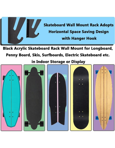 Soporte de Pared para Skateboard WANLIAN Negro 17 cm Soporte de Pared para Skateboard WANLIAN Negro 17 cm