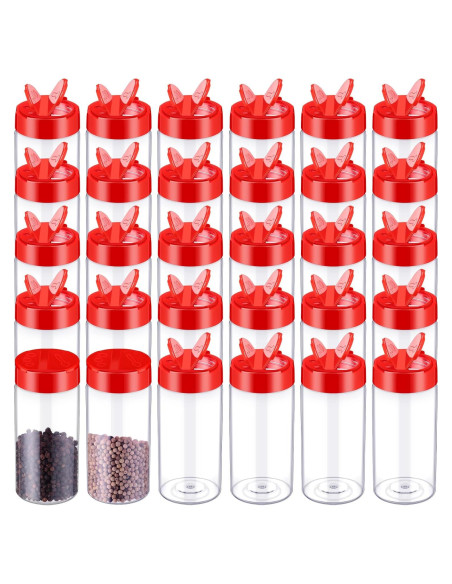 30 Tarros de Plástico para Especias Uiifan 250 ml con Tapa Abatible 30 Tarros de Plástico para Especias Uiifan 250 ml con Tapa Abatible