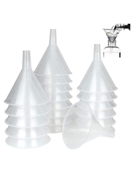 Juego de 20 Embudos de Plástico Transparentes 11.94 cm Juego de 20 Embudos de Plástico Transparentes 11.94 cm
