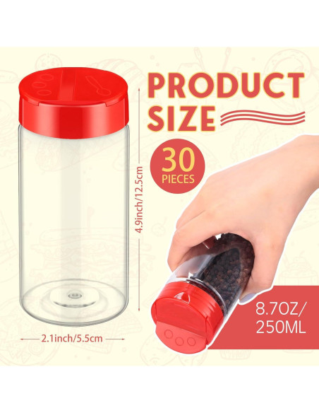 30 Tarros de Plástico para Especias Uiifan 250 ml con Tapa Abatible 30 Tarros de Plástico para Especias Uiifan 250 ml con Tapa Abatible