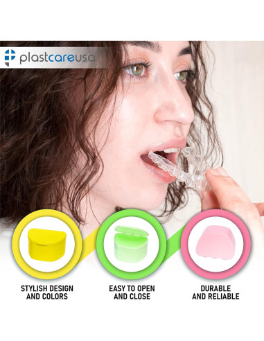 Estuches para Dentaduras PlastCare USA Amarillo Paquete 5