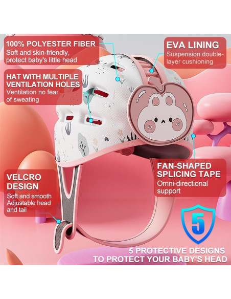 Casco de Protección para Bebé Joyingbaby Conejo Rosa 0.12 kg Casco de Protección para Bebé Joyingbaby Conejo Rosa 0.12 kg