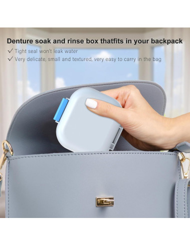 Estuche para Dentaduras BVN Azul y Blanco a Prueba de Fugas