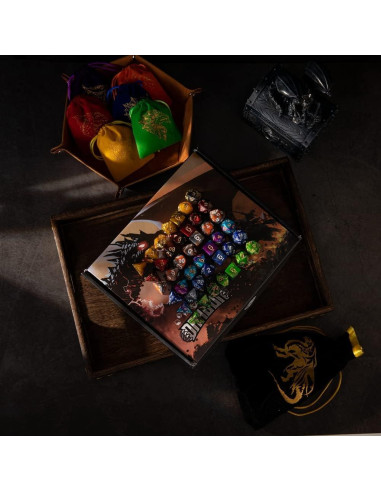 Set de Dados DND Toyful01 con Bandeja y 6 Bolsas