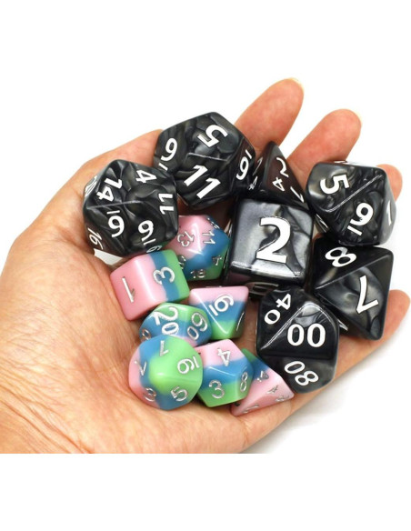 Dados Poliedricos Gigantes Negros HD 25mm para RPG y D&D Dados Poliedricos Gigantes Negros HD 25mm para RPG y D&D