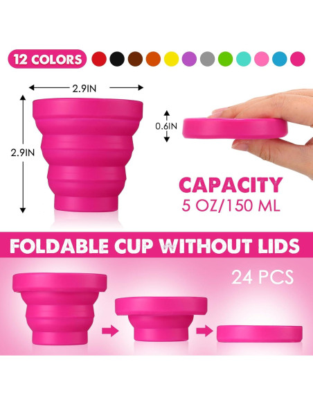 Taza Colapsable de Silicona Umigy 24 Piezas Multicolor 150ml Taza Colapsable de Silicona Umigy 24 Piezas Multicolor 150ml