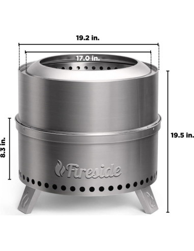 Hoguera Sin Humo TURBRO Pluto R19-SS 49 cm Acero Inoxidable