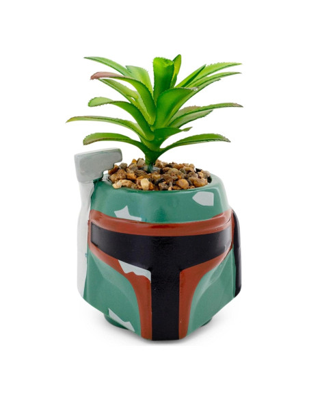 Maceta Cerámica Boba Fett 7,62 cm con Suculenta Artificial Maceta Cerámica Boba Fett 7,62 cm con Suculenta Artificial