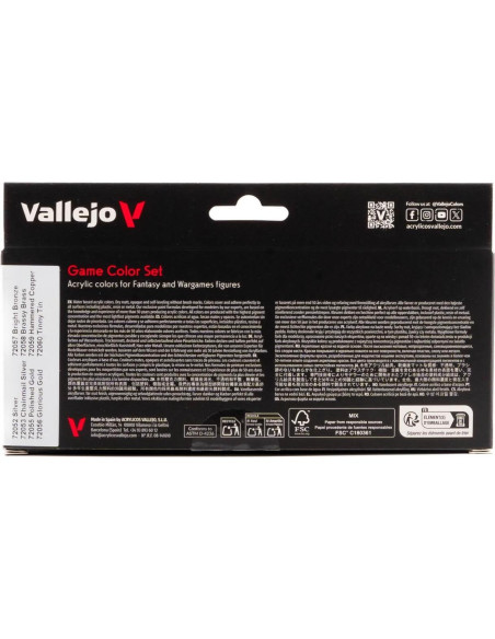 Pintura Vallejo Game Color Metálicos 8 Colores 17ml Pintura Vallejo Game Color Metálicos 8 Colores 17ml