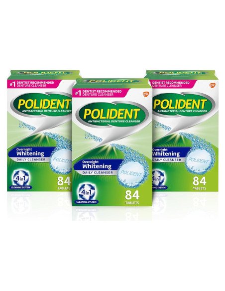 Tabletas Limpiadoras de Dentaduras Polident Blanqueadoras 84 Unidades Tabletas Limpiadoras de Dentaduras Polident Blanqueadoras 84 Unidades
