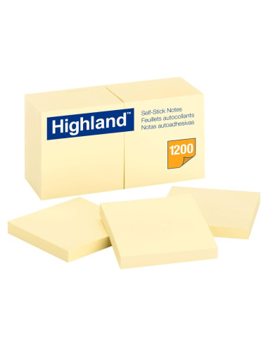 Notas Adhesivas Highland 7.6x7.6 cm Amarillo Paquete 12